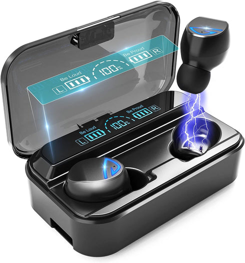 Wireless Earbuds, Bluetooth 5.2 Headphones with Charging Case 1200mAh-60Hrs Play Time-Cell Phones Charging Function, Built-in Microphone IPX5 Wate...