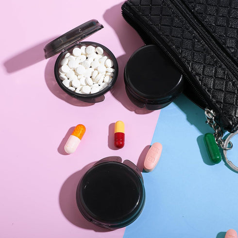 4PCS Portable Medicine Pills Case Small Pill Box Cute Medicine Case Compact Portable Pocket Purse Storage Container Earplug Bag Round Holder Bottl...