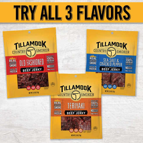 Tillamook Country Smoker Real Hardwood Smoked Beef Jerky, Teriyaki, 2.5 Ounce...