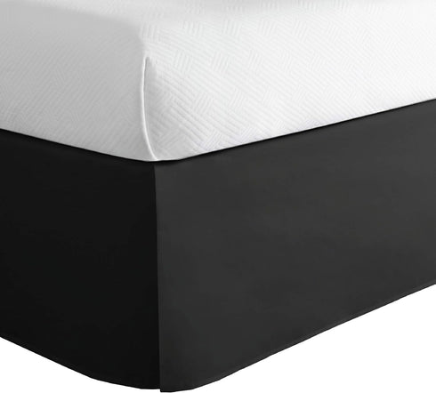 Luxury Hotel Tailored Bed Skirt, Box Pleats, 14 Inch Drop, Twin, Black...