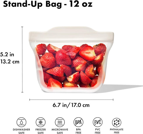 OXO Good Grips Silicone Reusable Bag – Stand-Up Snack (12 oz) – Oat...