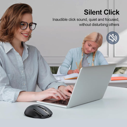TECKNET Wireless Mouse (2.4G & BT5.0/3.0) Silent Mouse 4800 DPI Computer Mouse 6 Buttons Bluetooth Mouse, USB A Mouse Wide Compatibility - Grey...