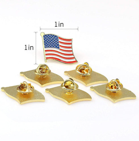 Exquisite American Flag Lapel Pin -The Stars and Stripes -Solid Metal Flag Lapel Pin-Gold Tone (6 Pins With Gift Box)...