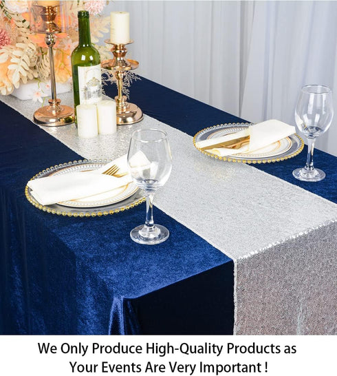 ShiDianYi 12x72-Inch Silver Sequin Table Runner Sparkly Metallic Silver Sequin Runner Event Bridal Wedding Runner Birthday Party Dinner Party Addi...
