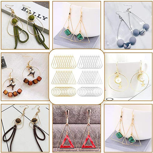 TopBine Earrings Beading Hoop Set for Jewelry Making,Earring Finding Beading Hoop Earrings Bulk for DIY Craft Earring Jewelry Making (Round/Square...