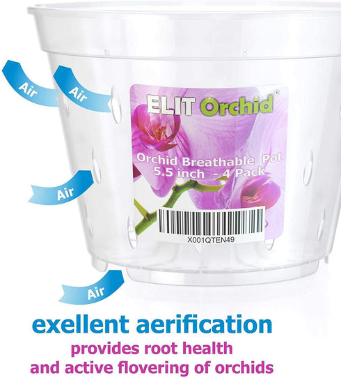 Orchid Pots with Holes Indoor Clear Plastic Plant Pot Set (5.5" - 4 Pack)...