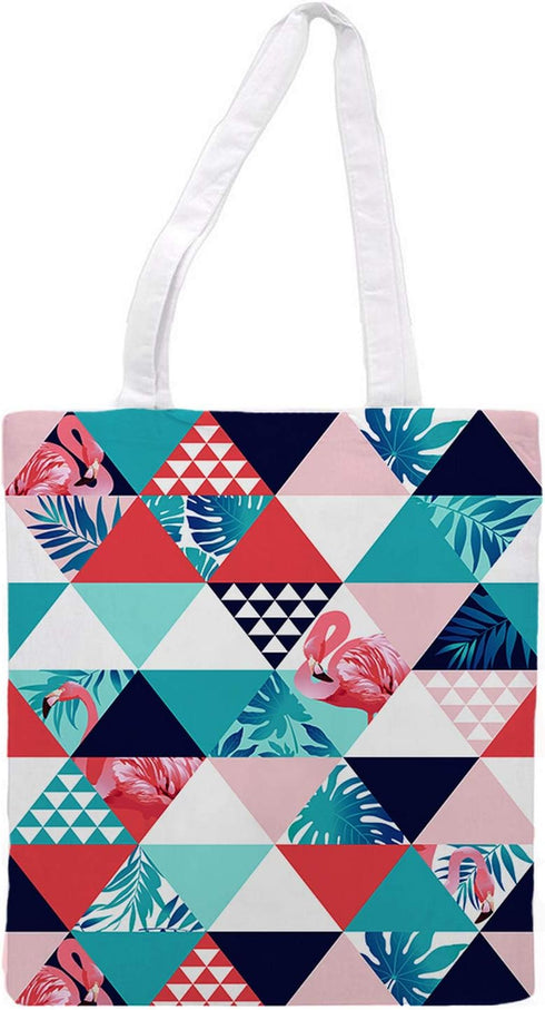 Womens Tote bag - Flamingo with colorful flowers pattern - Sports Gym Lunch Yoga Shopping Travel Bag Washable - 1.47X0.98 Ft...