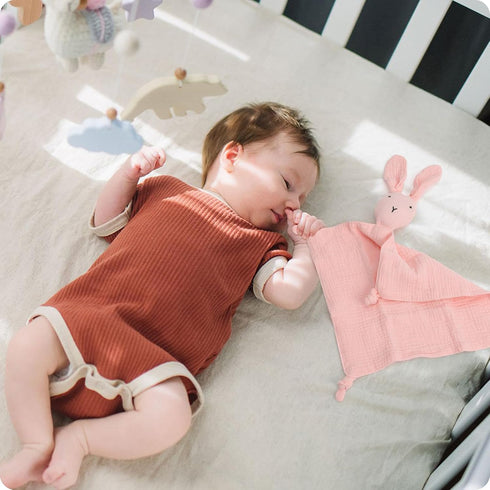 Organic Cotton Bunny Loveys Soft & Breathable Newborn Security Blanket, Perfect for Baby Boy Girl, Gender Neutral. Muslin Fabric for Comfortable S...