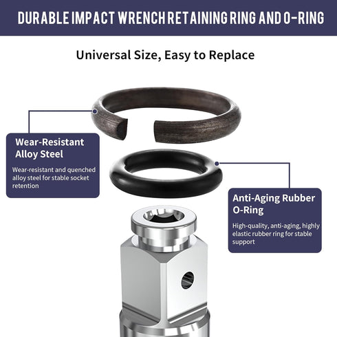 10 Packs 1/2" Impact Wrench Socket Retainer Rings with O-ring, Replacement Parts Compatible with IR, Snap-On, Chicago Pneumatic, Florida Pneumatic...