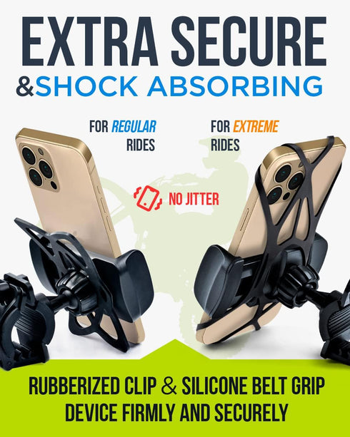 Bike & Motorcycle Phone Mount - for iPhone 14 Pro (13, 12, SE, Plus/Max), Galaxy s22 or Any Cell Phone - Universal Handlebar Holder for ATV, Bicyc...