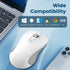 Wireless Bluetooth Mouse (USB + BT1 + BT2), Full Size Mouse, 4-Way Scrolling, Multi-Device Silent Mouse for Computer, Laptop, iPad, MacBook (White...