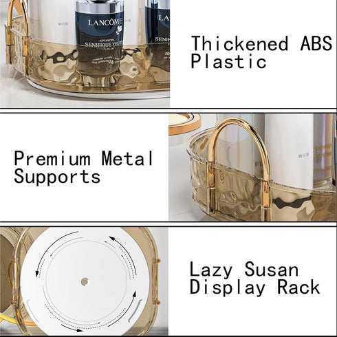 ZHIAI 360 Rotating Makeup Organizer, Bathroom Make Up Spinning Holder Rack, Large Capacity Cosmetics Storage Vanity Shelf Countertop for Bathroom,...