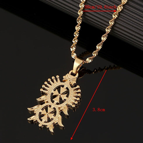 Old Ethiopian Gold Color Cross Pendant Necklaces for Women Men Ethiopian Eritrea Items...