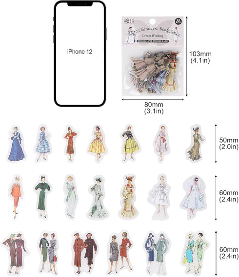 Vintage Fashion Stickers, 240 Pieces Retro Style Ladies Scrapbook Stickers Scrapbooking Supplies Kit, Sheer People Stickers for Junk Journals, Car...
