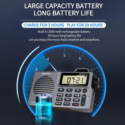 Portable AM/FM Radio, Small Pocket Radio with Bass Speaker, Support Micro SD Card and Record, Long Battery life, Alarm and Sleep Function...
