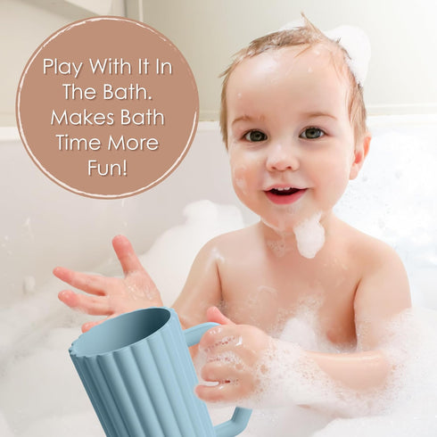 Baby Bath Rinse Cup, Silicone Body Washing Rinser Cup with Easy Grip Handle, Wash Rinse Cup for Kids (Sage)...