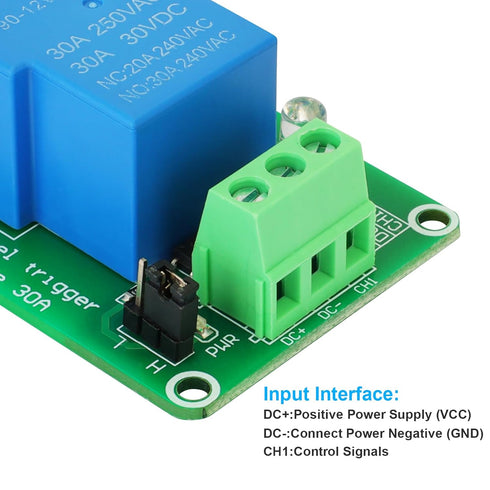 4Pack 30A 1 Channel Relay Module High Low Level Trigger with Optocoupler Isolation Load DC 30V AC 250V 30A for PLC Automation Equipment Control In...