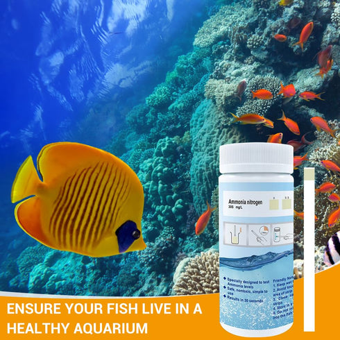 Aquarium Ammonia Test Kit, 50 Counts Ammonia Test Strips Fish Tank Aquarium Test Strips for Aquarium Pond Pool...