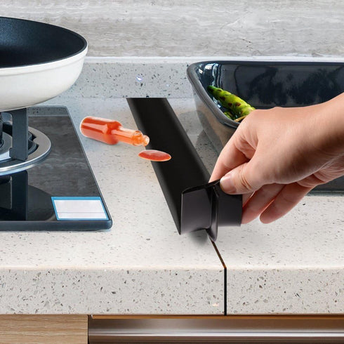 Stove Counter Gap Cover - Flexible Easy Clean Heat Resistant Wide & Long Gap Cap Fillers, Seals Spills Between Appliances, Furniture, Stovetop, Oven, Washer & Dryer, Set of 2 (Black, 21 Inches)