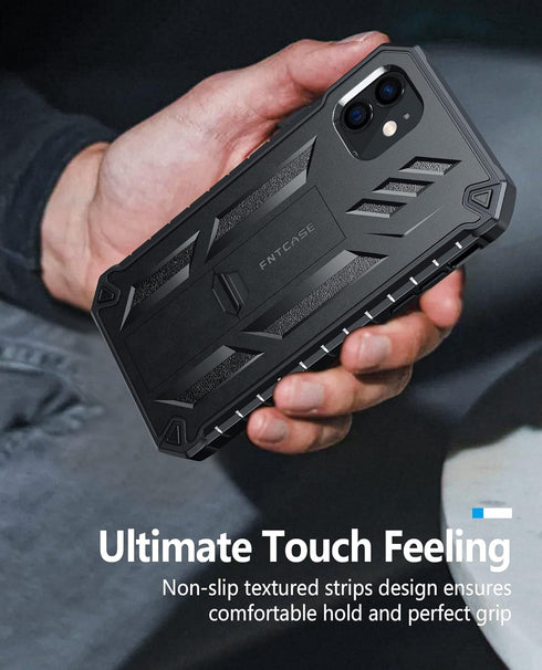 FNTCASE for iPhone 12 Phone Case: for iPhone 12 Pro Phone Case Military Grade Drop Proof Rugged Protective Cover with Kickstand | Matte Textured S...