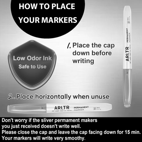 Silver Metallic Permanent Markers, 12 Pack Silver Metallic Marker Pens for Artist Illustration, Industrial Marking, DIY Crafts, Gift Card Making...