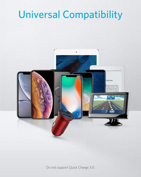 Anker Car Charger, Mini Aluminum Alloy 24W Dual USB Charger, PowerDrive 2 Alloy Car Adapter with Blue LED for iPhone 15/14/13/12/11, iPad Pro/Air ...