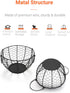 Round Wire Basket Black Fruit Basket Bowl Fruit Holder for Kitchen with Handle Black Home Storage for Vegetables, Snacks, Household Items Decor...