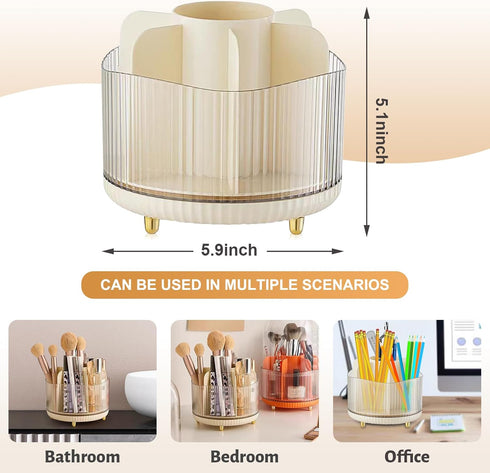 360° Rotate Makeup Brush Holder Organizer, Makeup Organizers Countertop,Transparent Makeup Organizer and Skincare Storage for Vanity, Desktop, Bat...