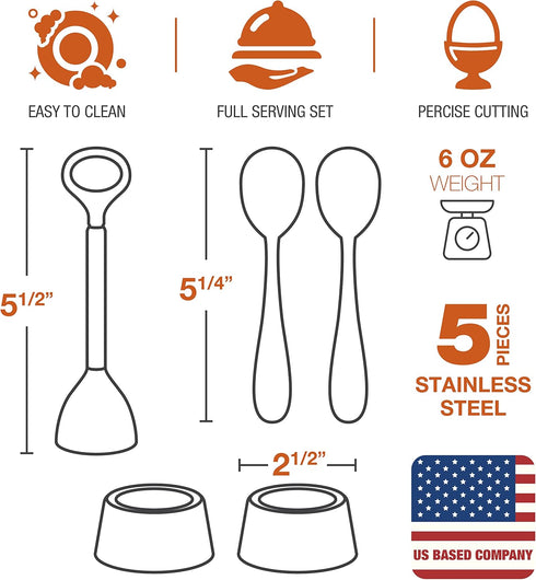 Eparé Egg Cracker Tool - Egg Cups for Soft Boiled Eggs with Spoon - Egg Holder for Boiled Eggs - Soft Boiled Egg Cutter...