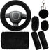 7 Pieces Fluffy Car Accessories Set, Cute Fluffy Steering Wheel Cover Set Faux Wool Seatbelt Shoulder Pads Auto Center Console Armrest Pads Fuzz H...