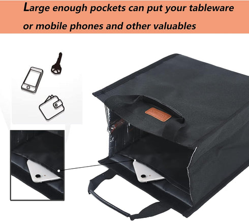 Lunch Bags for Women Insulated Reusable Lunch Tote with Internal Pocket, Adult Lunch Tote bag for Work (Black...