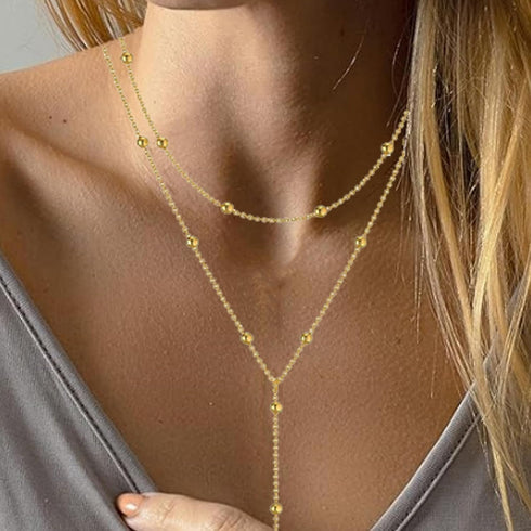 Dainty Long Gold Necklaces for Women,Trendy Lariat Y Necklace 14k Gold Plated Heart Pearl CZ Teardrop Pendant Necklace Simple Gold Drop Necklace G...