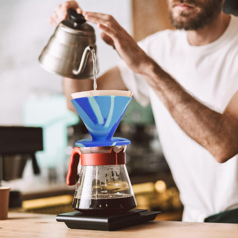 The Original JavaFlex Premium Foldable Silicone Pour Over Coffee Maker and Storage Pouch. Uses #2 V60 Cone Coffee Filters...