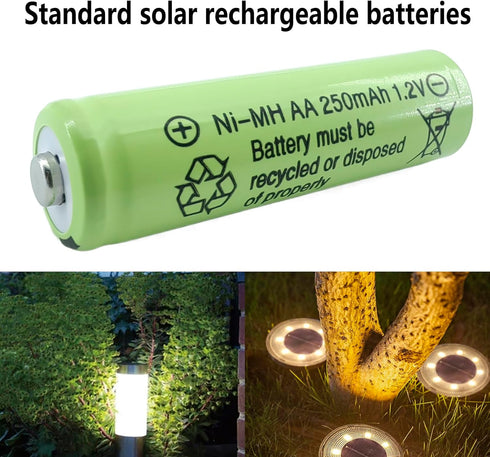 12 Counts AA 250mAh NiMH Rechargeable Batteries,1.2V Double A Battery for Garden Landscaping Solar Lights...