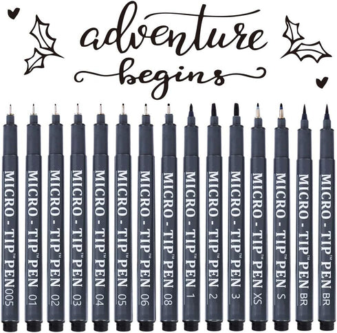 Hand Lettering Pens, 15 Pack Calligraphy Brush Pen Markers Black Ink for Beginners Writing, Lettering, Journaling, Art Drawing, Signature, Illustr...