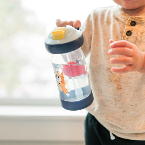 The First Years Bluey Sip & See Toddler Water Bottle - includes Floating Charm - Toddler Cups with Straw - 12 Oz - Ages 24 Months and Up...