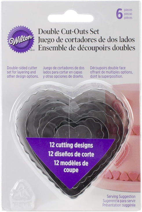 Wilton 6-Piece Nesting Fondant Double Sided Cut Out Cutters, Hearts,Silver...