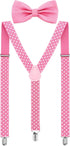 SATINIOR Suspender and Bow Tie Set 80s Clip on Suspenders for Men Women...