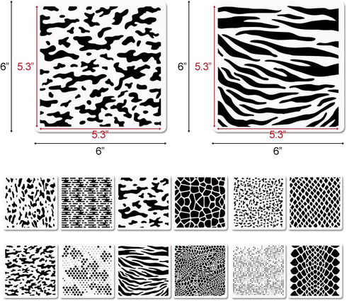 12 Pcs Camo Print Stencils, 6x6 in Camouflage Stencils for Spray Paint Reusable Digital Camo Pattern Stencils for Painting on Wood Boat Canvas Pap...