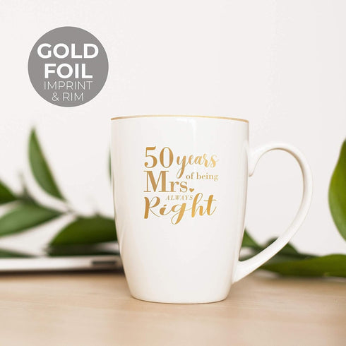 Canopy Street 50th Anniversary Mug Set / 50th Anniversary Mr. And Mrs. Always Right Coffee Mugs / 15 Ounce Anniversary Mugs/Fiftieth Anniversary P...