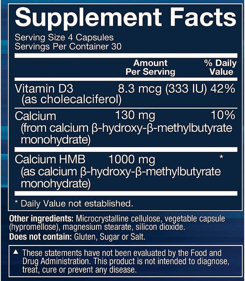 BODYTECH HMB + Vitamin D3 - Supports Muscle Growth and Strength (120 Vegetable Capsules)...