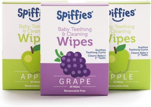 Baby Teeth Wipes - Apple & Grape Flavor Variety, Xylitol-Enriched Baby Gum Cleaner & Dental Wipes for Teething Relief and Teeth Cleaning - Safe fo...