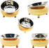 2Pcs Stainless Steel Dog Bowl 15° Slanted Elevated Bulldog Feeder Non-Slip Detachable Stainless Steel Cat Food Dish for Protecting Spine (Yellow)...