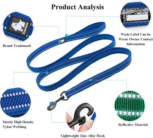 TRUE LOVE Reflective Dog Leash Puppy Walking Lead, Padded Pet Chain Rope?Length 110cm Truelove TLL2111(Black,M)...