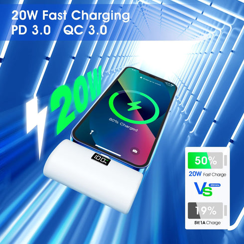 Portable Charger for iPhone, 20W PD Fast Charging - 6000mAh Small Power Bank with LCD Display, Mini Cute Portable Battery Phone Charger for iPhone...