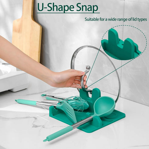 Silicone Spoon Holder Spoon Rest with Lid Holder for Stove Top,BPA Free Utensil Rest for Kitchen Countertop,Non-Slip Heat-Resistant Stove Utensil ...