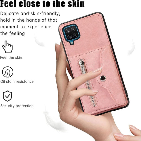 Phone Case for Samsung Galaxy A12/M12 Wallet Cover with Wrist Crossbody Strap Shoulder Lanyard Credit Card Holder Stand Leather Cell Accessories A...
