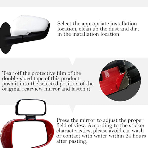 KEWAYO Blind Spot Mirrors - Adjustable Car Auxiliary Wide Angle Side Rearview Mirrors for Cars SUV, Fits Car Mirror Frame Thickness Less than 5MM ...