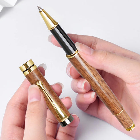 Ayiaren Luxury Walnut Wood Ballpoint Pen Writing Set with 2 Black Ink Refills Fancy Business Office Pens Gift Cool Nice Wooden Gel Pen for Men Wom...