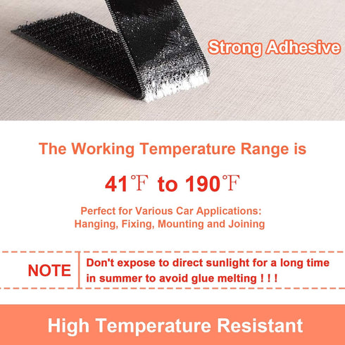 KAEGREEL Hook and Loop Tape with Adhesive for Cars RV, High Temperature Resistant Adhesive Tape for Car Mats, Visor, Truck Liner, Ideal for Smooth...